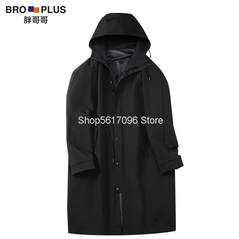 

Fat Man Windbreaker Male Medium Length Money Big Size Trend Handsome Clothes Plus Fat Plus Coat Season