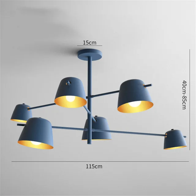 Blue Lustra lampa современный металлический Лофт Светодиодный Люстра Освещение Гостиная Спальня минималистичный ветряной колокольчик люстра - Цвет абажура: Blue