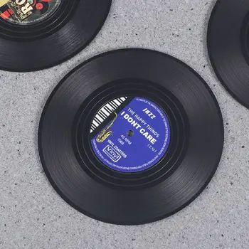 

4pcs Spinning Vintage Vinyl Record Drinks Coasters Cup Mat Moscow Mule Glass Cocktail M