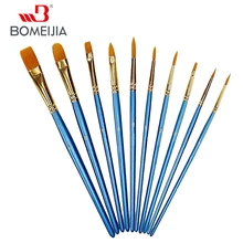 10 шт./компл. акварель гуашь Краски кисти разных Форма круглым заостренным кончиком набор нейлоновых волосяных Краски ing кисти комплект, принадлежности для живописи