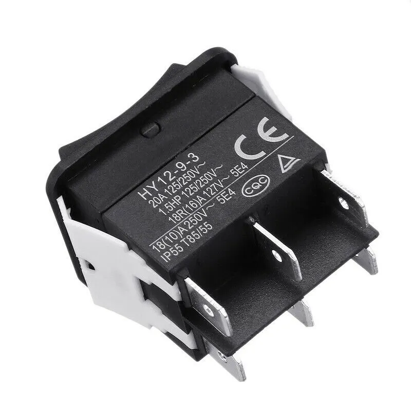 1pc HY12-9-3 6 Pins Industrial Electric Rocker Switch 125/250 V Push Button Switch ON-OFF-ON Power Switch