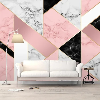 

Custom 3D Photo Wallpaper Mural Modern Pink Marble Pattern Abstract Geometric Living Room TV Background Wall Paper Home Decor