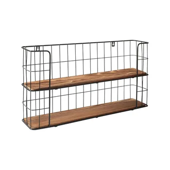 

2 Tier Wall Storage Rack Rectangular Floating Shelf Wall Shelf Unit Fixings Wall-Mounted Storage Shelf for Kitchen Bathroom