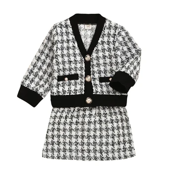 

Bear Leader Fall Clothes Set Baby Girls 2Pcs Clothing Suit Plaid Skirt Single Breasted Jacket Coat Suit Baby Girl's Clothing Set