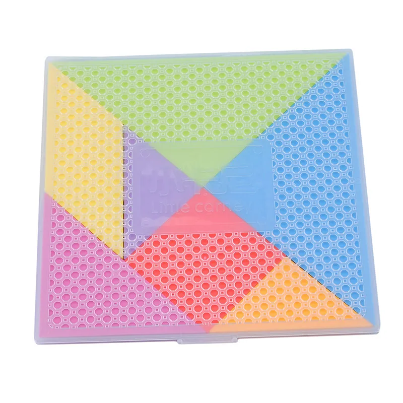 Стиль 18,4*18,4 см головоломка для детей цвета радуги пластик Tangram DIY головоломка для детей обучающая игрушка