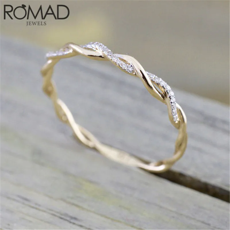 ROMAD Twist классические кольца с фианитом обручальные для женщин подарок роскошные