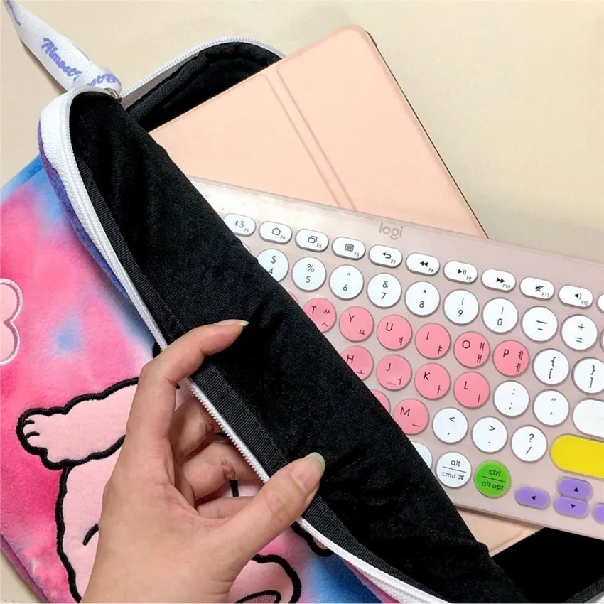 Korea Embroidery Rabbit IPad Computer Storage Bag Girls 11 13 15 Inch IPad Sleeve Cover Tie-dye Laptop Tablet Pouch for IPad Air