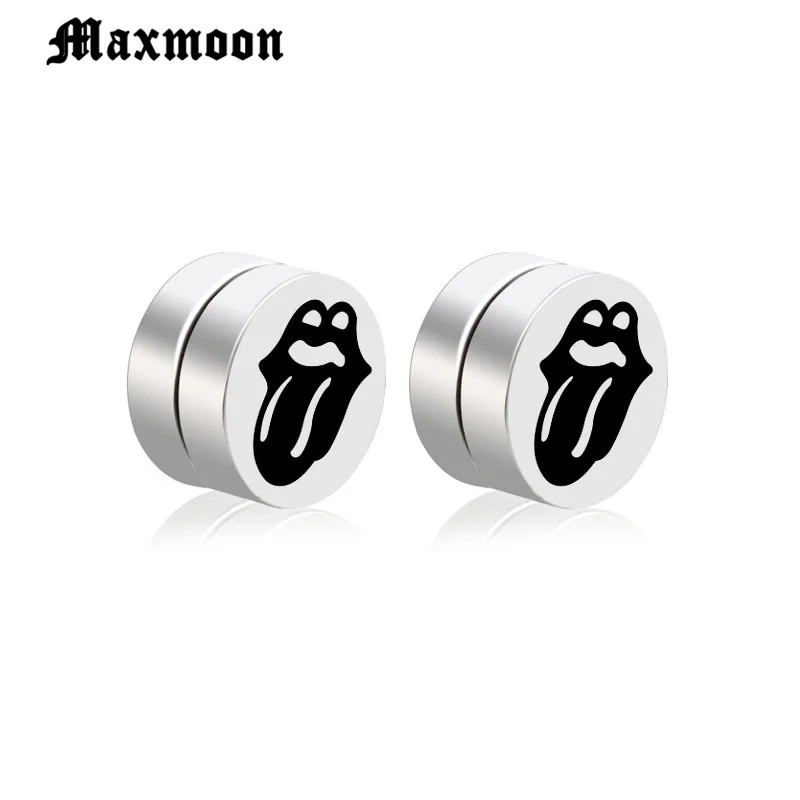 Модные милые серьги-гвоздики Maxmoon с мультяшным лицом без пирсинга магнитные