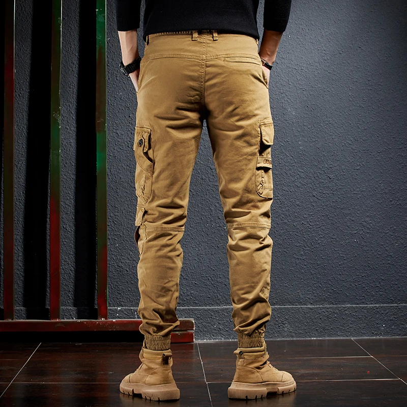 Fashion Streetwear Men Jeans Khaki 