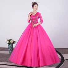 Пышные платья с длинным рукавом и круглым вырезом, фатиновое бальное платье с кружевом vestidos De Quince Anos