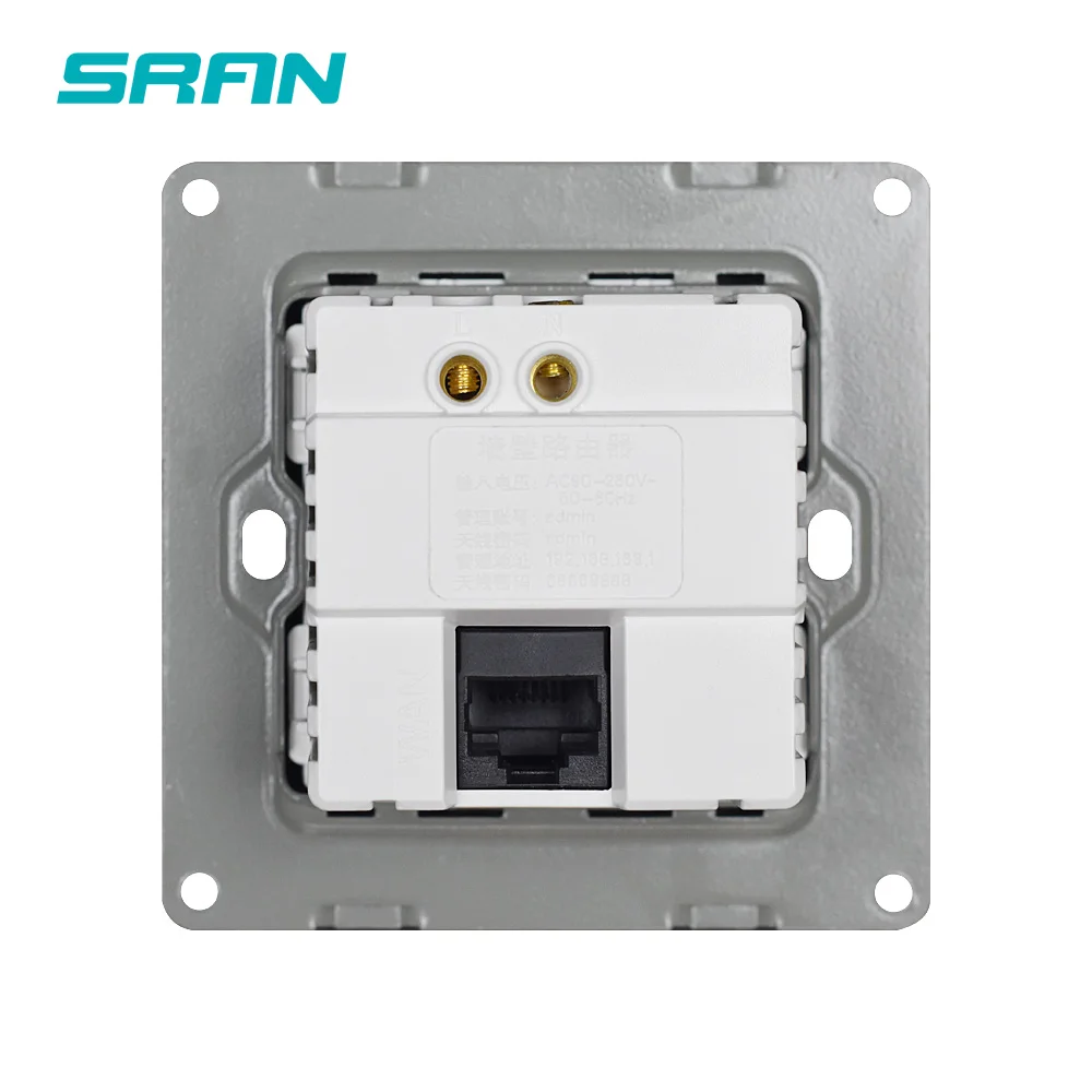Настенная розетка SRAN с Wi Fi USB прозрачная панель из закаленного стекла 86 мм * 300 МБ