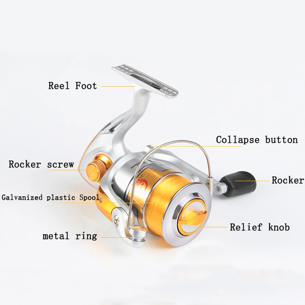 5.2:1 10BB Fishing Spinning Reels 1000-7000 Series Metal Coil Spinning Reel Boat Rock Fishing Wheel Galvanized Spool Fish Lines