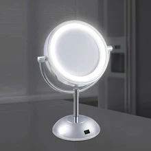 Светодиодный настольный макияж зеркало 1X 5X увеличение 8 дюймов HD зеркало для макияжа Регулируемая столешница 360 вращающееся зеркало