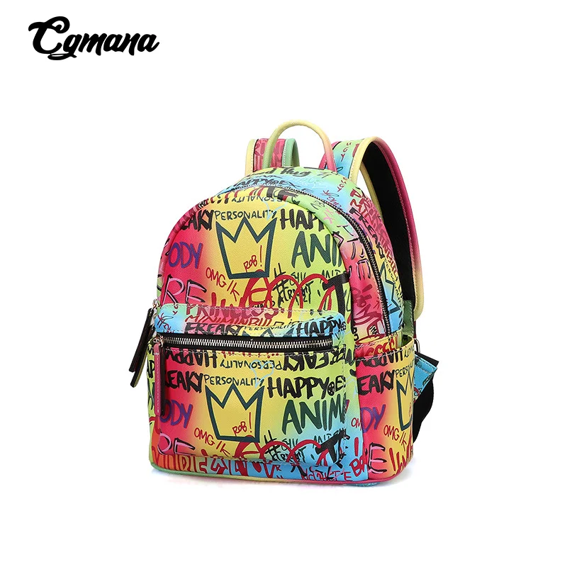 Graffiti Backpack Women Travel-Bag School-Bags Teenage-Girls Designer Colorful Casual