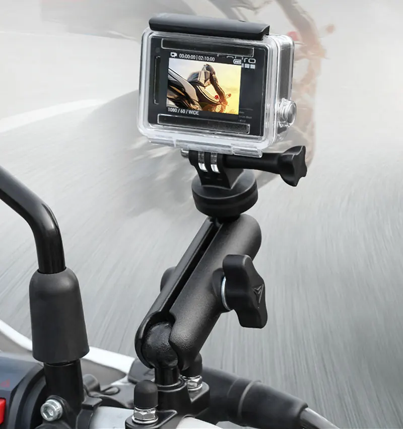 Держатель для камеры езды на мотоцикле зеркало заднего вида регулируемый
