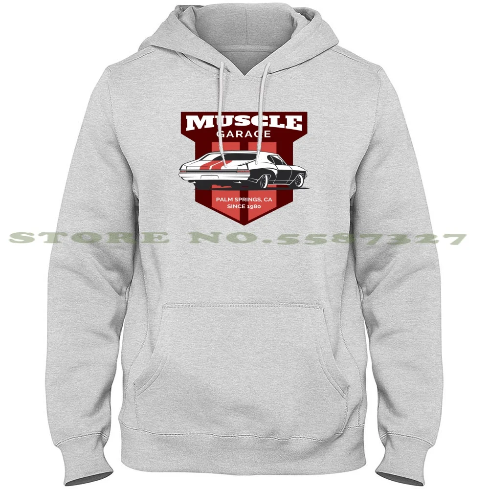 Muscle Car Garage Manica Lunga Felpa Con Cappuccio Felpa Auto Muscle Car American Car Garage Motors