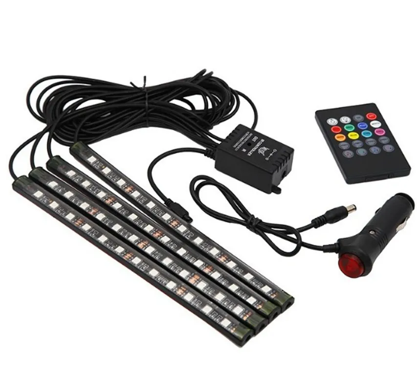 

DC12V светодиодный Автомобильный USB 5050 SMD RGB ip68 звук activted 12 Светодиодный s/бар атмосферу лампа рампа 1 комплект бесплатная доставка