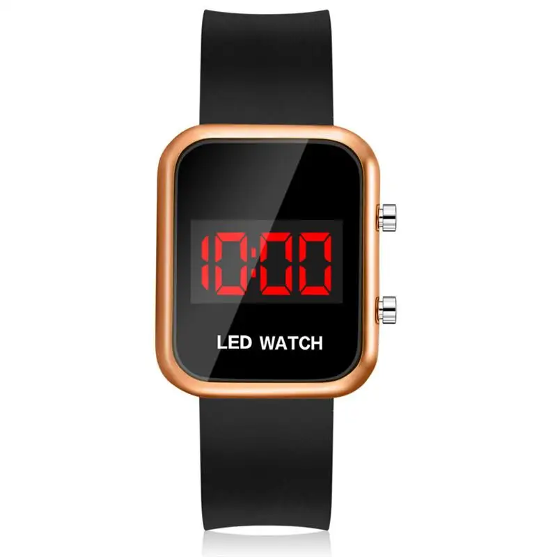 

Creative black Fashion Women Watches Rectangle Multifunction Digital Watch Sports Clock Waterproof Woman Silicone Wristwatches