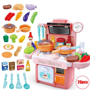 

26Pcs/Set Simulation Kitchen Toy Spray Water Dinnerware Children's Pretend Role Play Toys Cooking Table