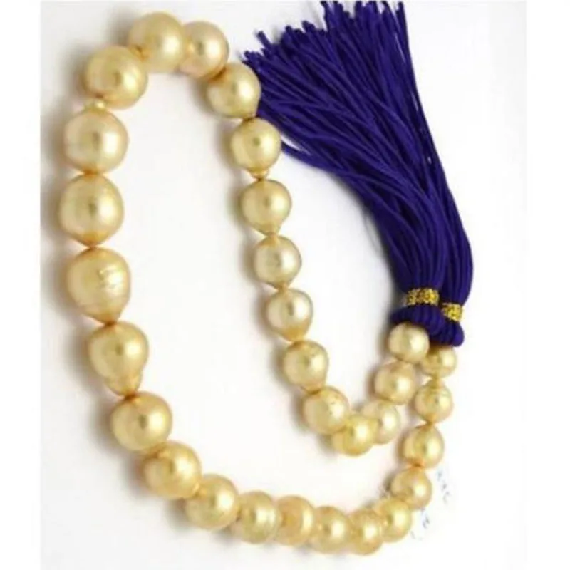 

gorgeous baroque13-14mm south sea baroque gold pearl necklace18"925silver jj