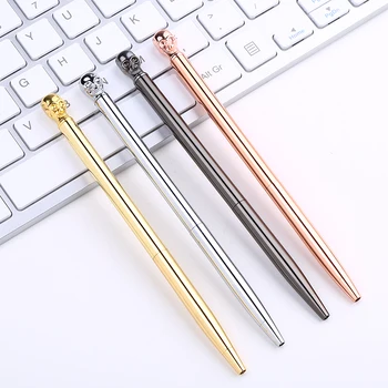

Skull Plating Ballpoint Pen Custom Logo Metal Luxury School Office Writting Pens Personalized Rotating BallPen Stationery