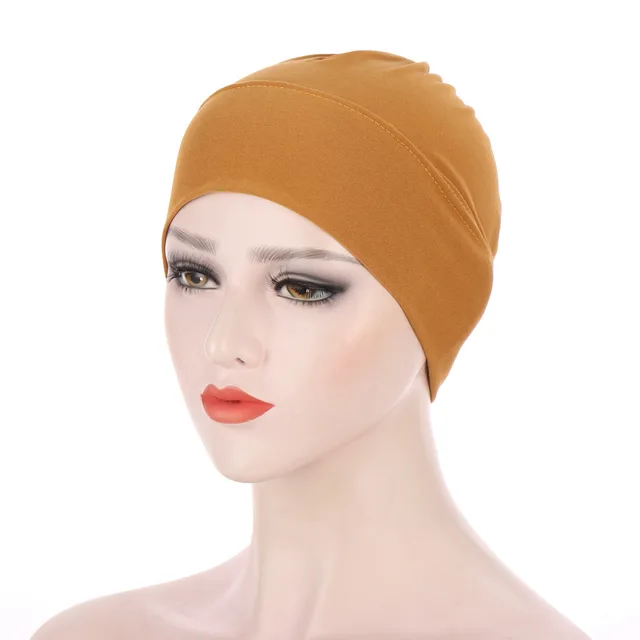 Women Plain Stretch Underscarf Cap Muslim Inner Hijab Caps Islamic Headband Turban Bonnet Musulman Femme Ready to Wear Hijabs 8