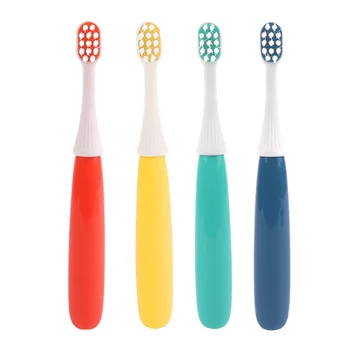 

4Pcs Baby Soft Bristle Toothbrushes Infant Oral Care Brushes Baby Training Brushes (Dark Blue, Light Blue, Light Yellow, Orange)