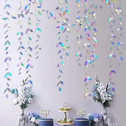 Dark Emerald Green Leaf Garland Paper Streamer (Iridescent 13Ft)