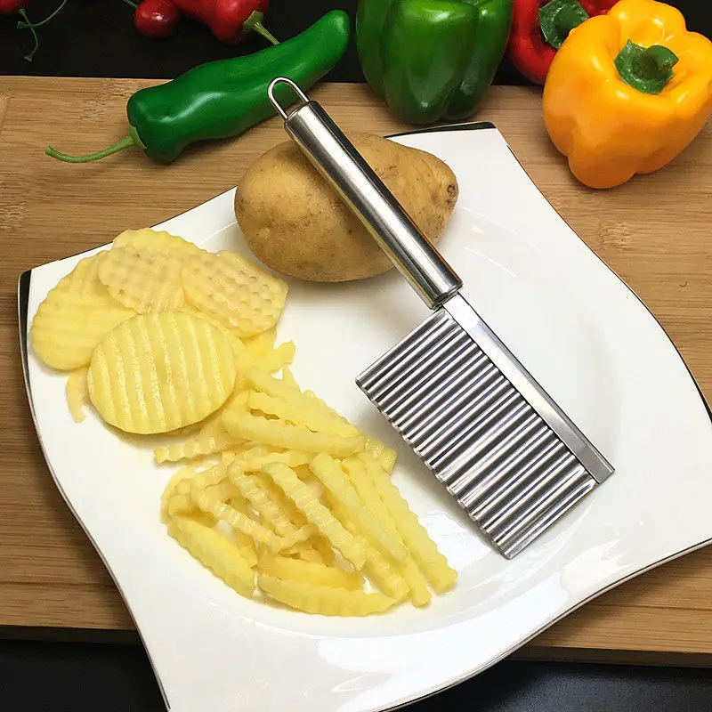 1 Piece French Fries Cutter Corrugated Stainless Steel Vegetable