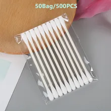 50Bag/Set Disposable Buds Cotton Double Head Cotton Swab Bamboo Sticks Cotton Swab