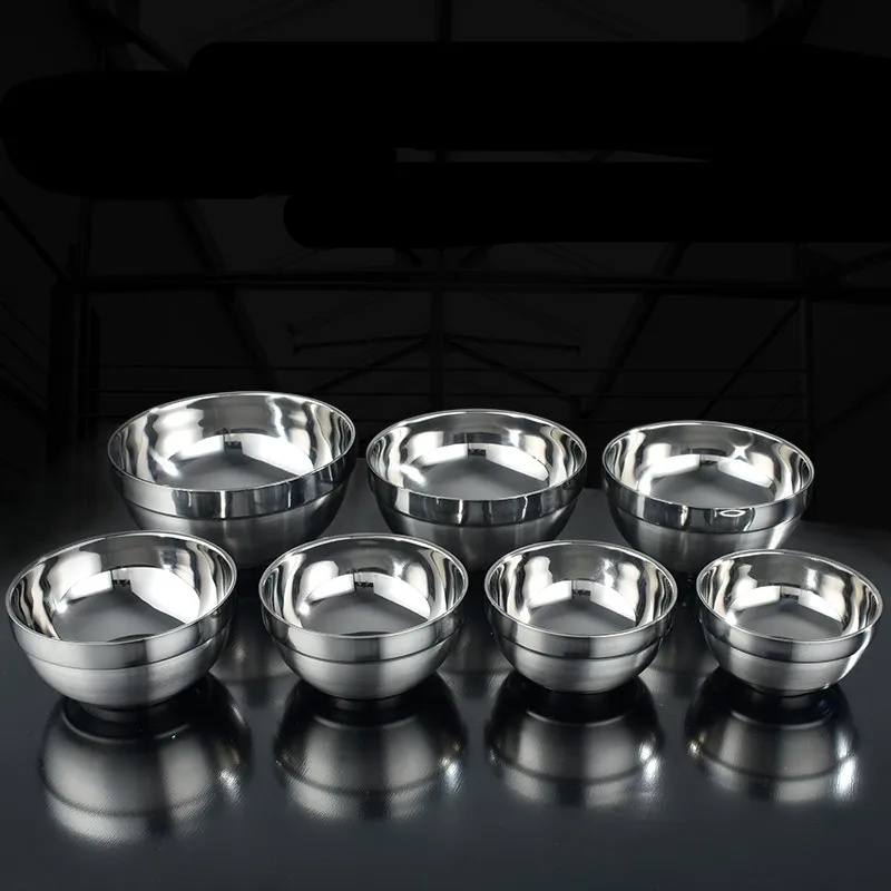 

SUS304 Double Stainless Steel Salad Bowl Ramen Bowls Soup Bowl Rice Bowls Trending Products Stainless Steel Cutlery M004