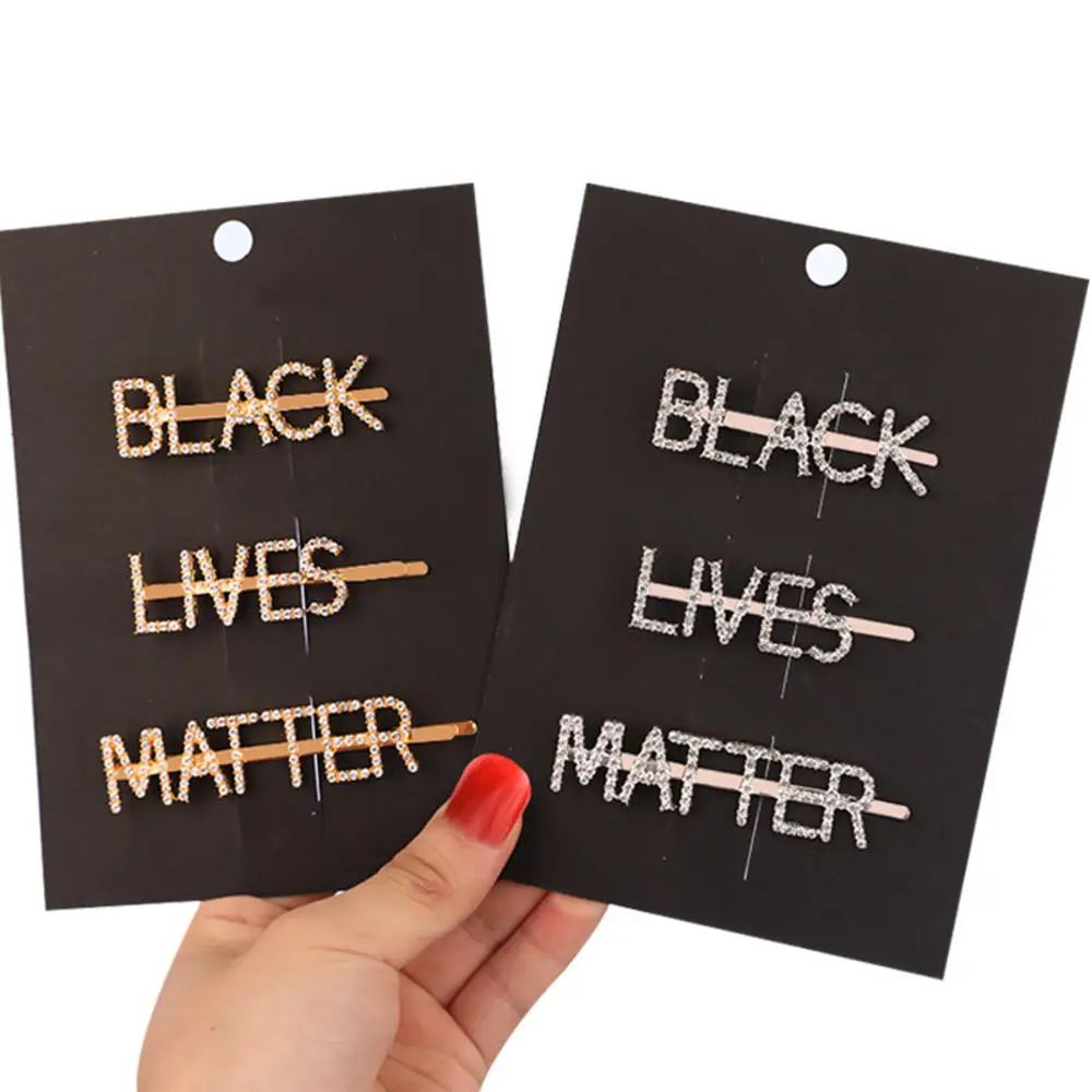 Silver /& Gold Set Rhinestone Black Lives Matter Gold Hair Pins