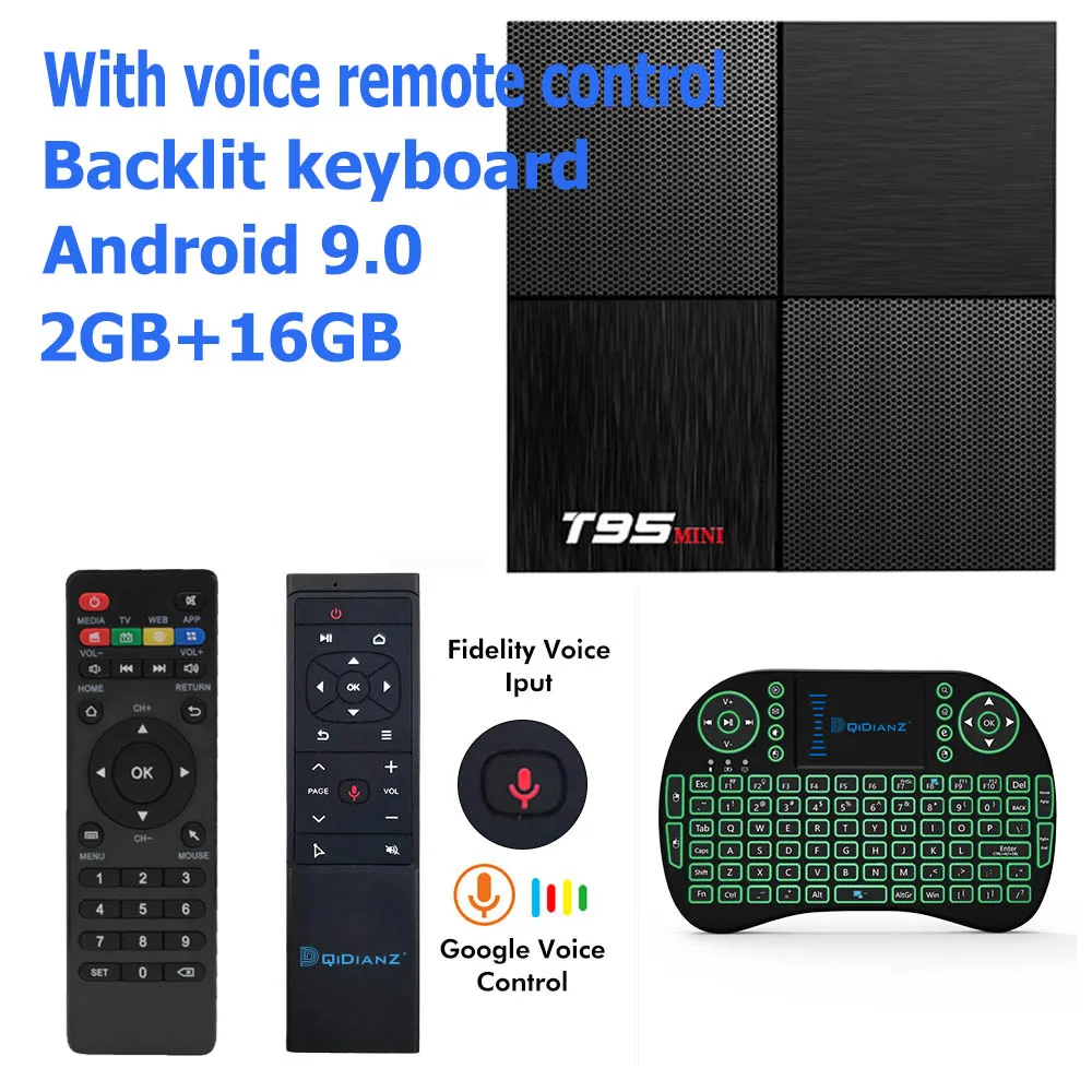 T95mini Smart tv box Android 9,0 2,4G Wifi H6 четырехъядерный H.265 6K HD Netflix медиаплеер приемник игровой набор магазина - Цвет: 2G 16G Keyboard MT12