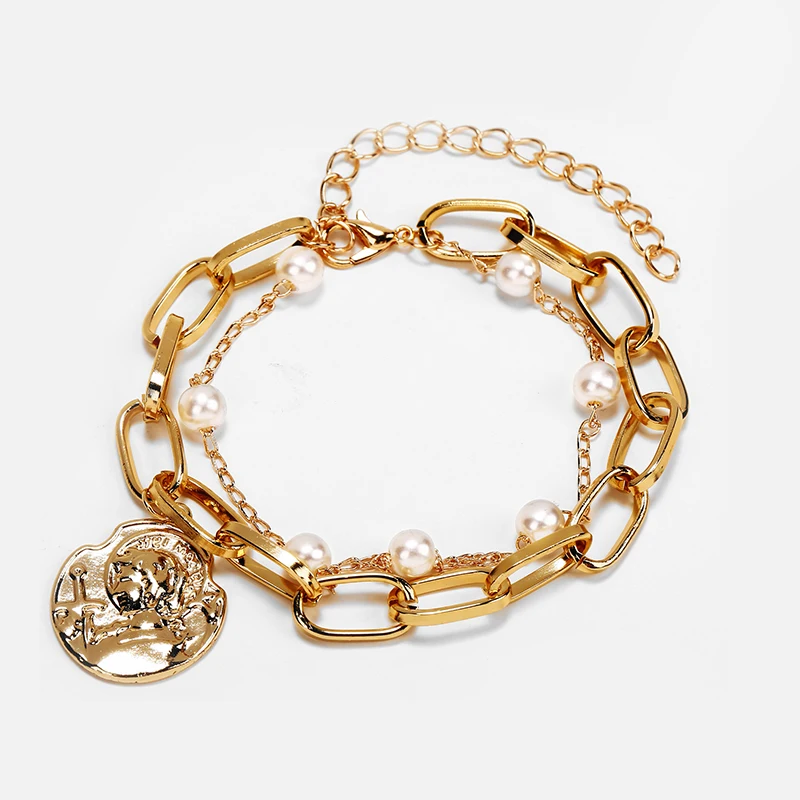 Yobest богемная цепочка с черными бусинами браслеты для женщин модные компас-сердце золотой цвет цепи браслеты наборы ювелирных изделий подарок - Окраска металла: B00195