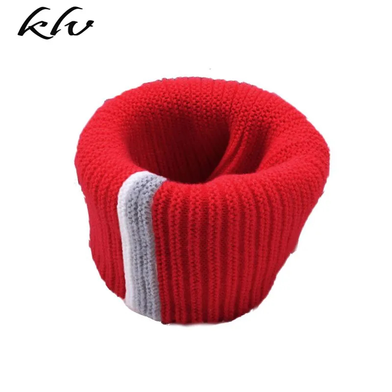 Вязаный шарф в полоску с круглым вырезом для маленьких мальчиков и девочек - Цвет: R