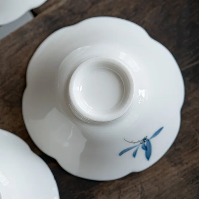 2Pc/Szett 55 Ml Kézzel Festett Pillangó Orchidea Kerámia Teáscsésze Ivócsésze Mester Kupa Háztartás Kung Fu Tea Bögre Szett Teamária Szertartás - Image 2