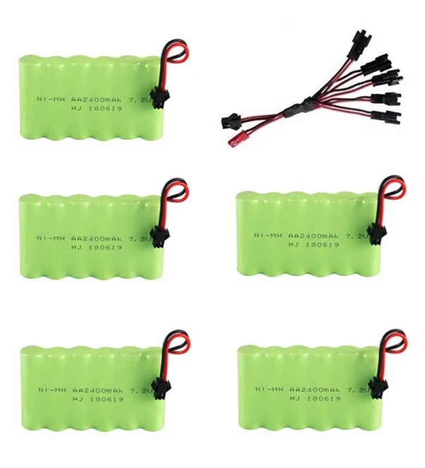 SM Plug) Ni-MH 7,2 v 2400mah батарея+ 7,2 v зарядное устройство для Rc игрушечного автомобиля танка поезд Робот Лодка пистолет 5* AA 7,2 v перезаряжаемый аккумулятор - Цвет: Темный хаки