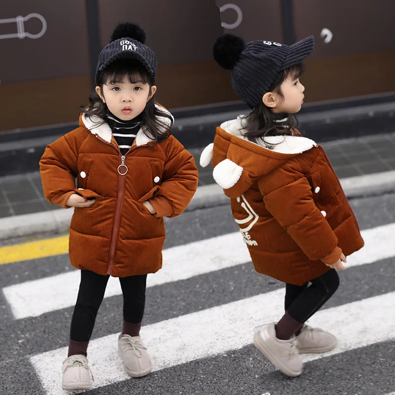 

Childrenswear Baby Girls Corduroy Cotton-padded Clothes Winter 2018 New Style Korean-style Western Style Thick Hooded Cotton Coa