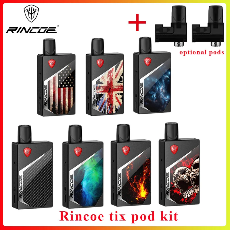 

Newest Rincoe Tix Pod kit 1000mAh built-in Battery 2ml Electronic Cigarette kit fit MTL /DTL mesh coil vs frenzy pod/drag nano