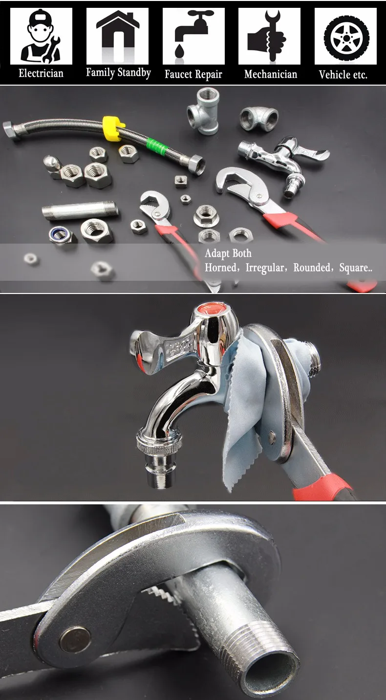 Mustool<ALIMT >&reg;</ALIMT> 2Pcs Universal Quick Adjustable 9-32mm Multi-function Wrench Spanner