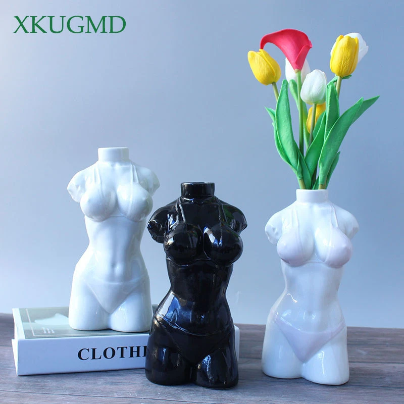 

Creative Nordic Ceramic Body Art Female Literature Personality Vase Decoration Living Room Home Decorat Ornaments