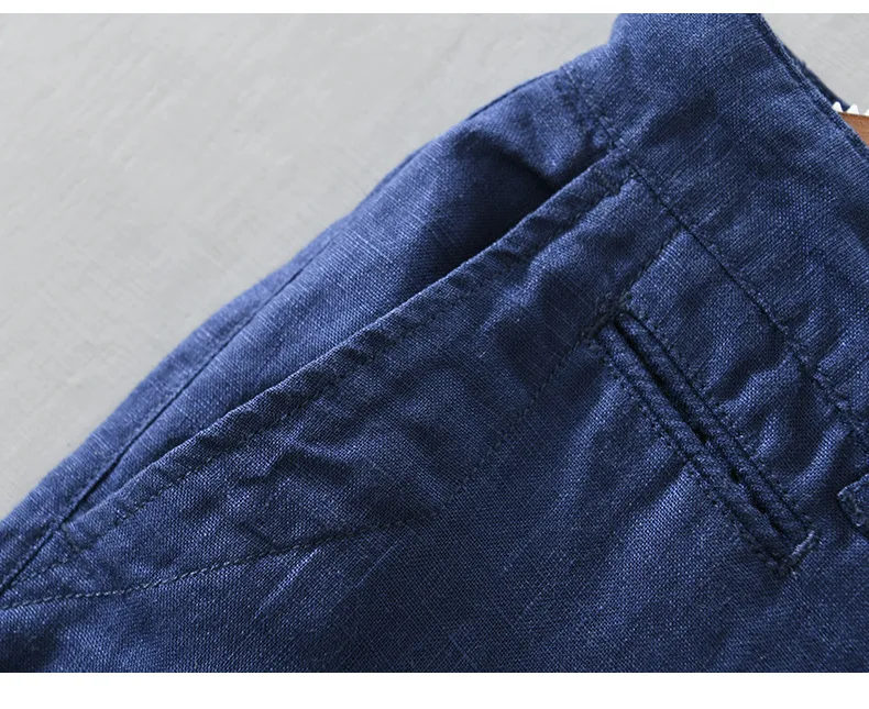 Linen Beach Shorts Mid Waist Men’s Summer Casual Business Straight Fit Pants