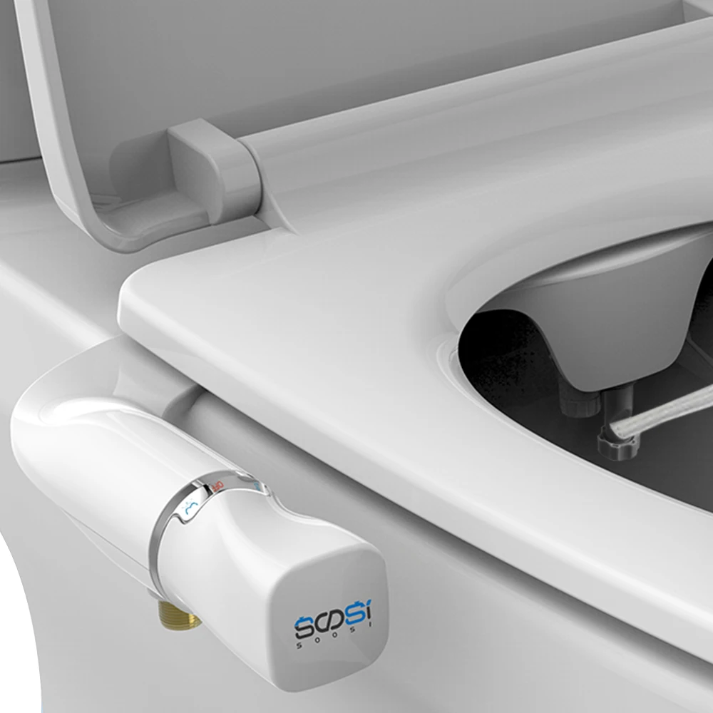 SOOSI Slim Toilet Seat Bidet Attachment  Wash Ass Dual Nozzle Pressure Regulation Brass Water Inlet Easy Installation