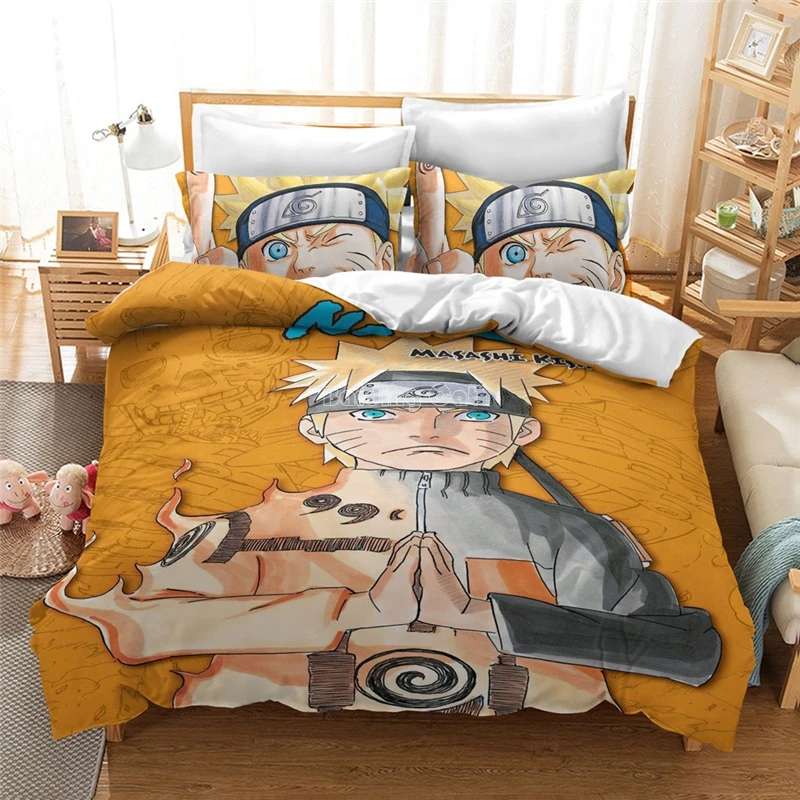 Home Textile 3D NARUTO Bedding Set Anime Uzumaki Naruto Duvet Cover Set Bed Linen Double Queen King Europe USA Australia Size