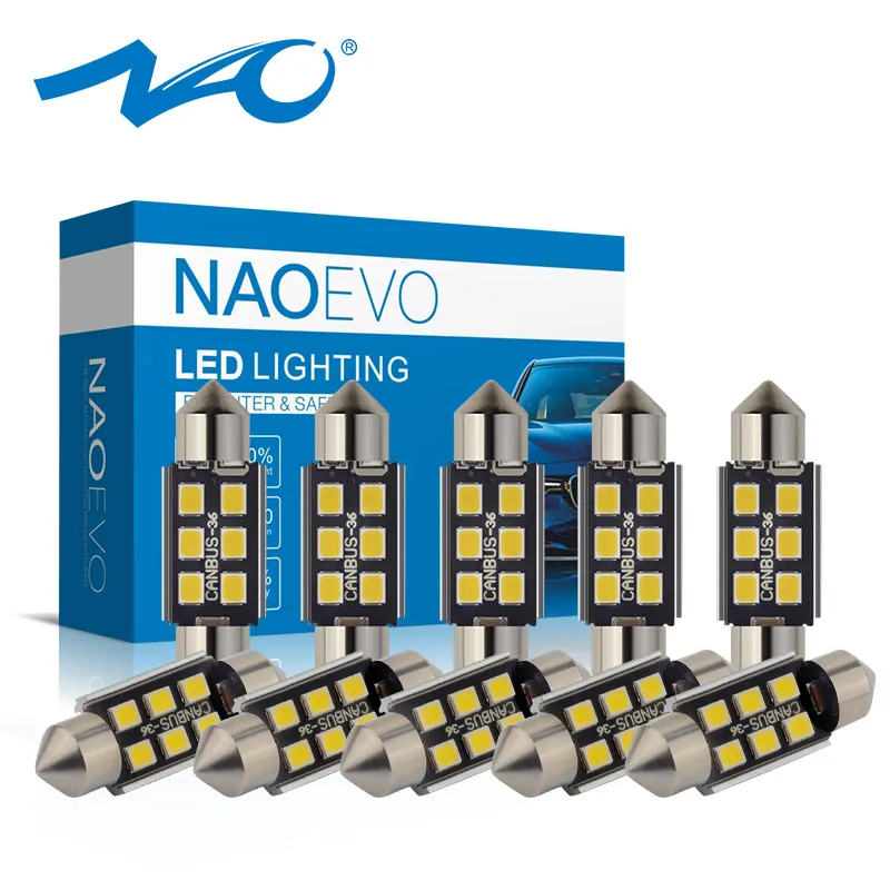 NAO 10x C5W светодиодный гирлянда 28 мм 31 36 39 41 44 C10W авто лампа интерьер автомобиля