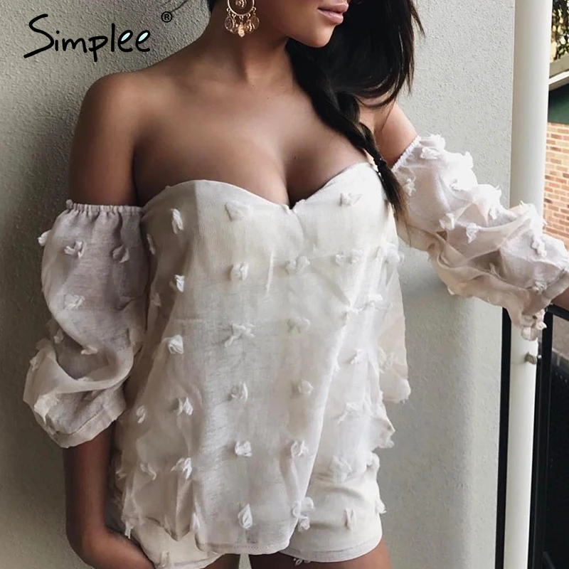 Женская блузка Simplee с открытыми плечами модная летняя белая рубашка рукавом