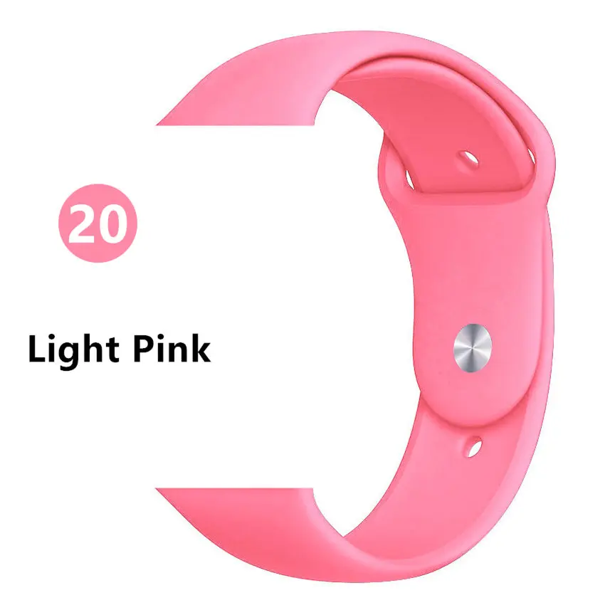 Ремешок для Apple Watch 44 мм/40 мм iWatch 42 мм 38 мм силиконовый спортивный браслет ремешок для Apple watch 5 4 3 2 1 40 44 мм - Цвет ремешка: Light Pink