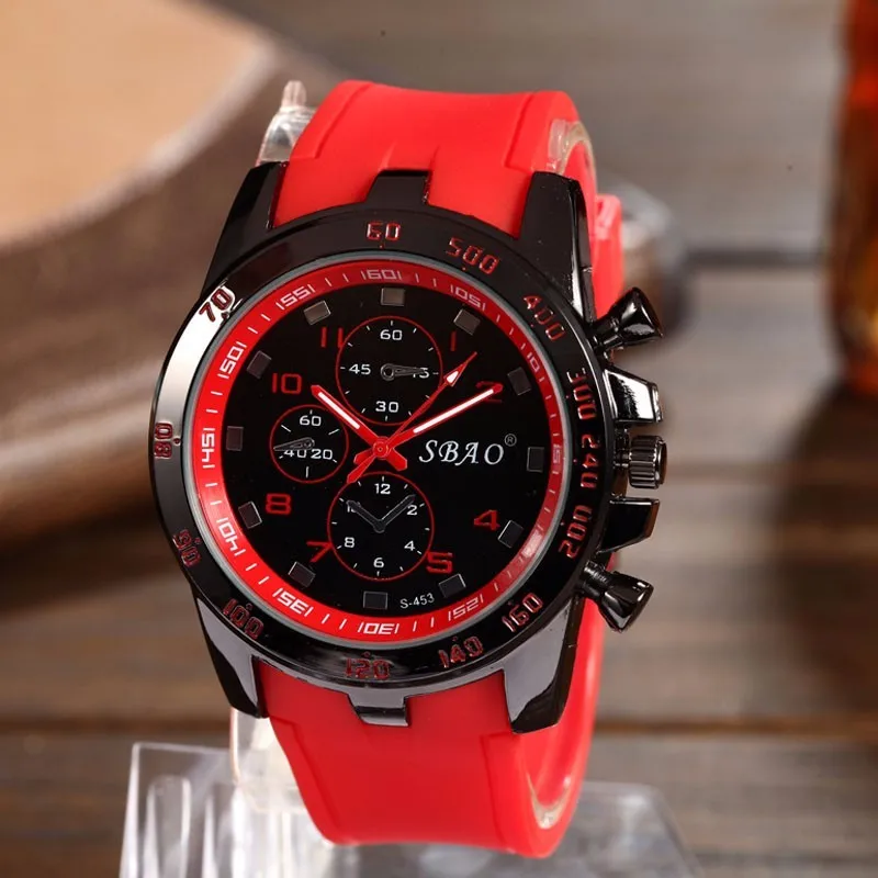SBAO высокоэффективные мужские спортивные часы высшего качества прочные силиконовые военные Красочные мужские кварцевые наручные часы reloj hombre