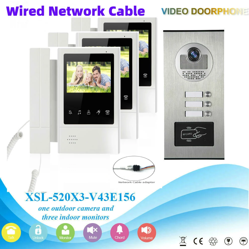 4.3" Video Door Phone 1 to 6 Monitors For Apartment Families Doorbell Intercom Kits RFID 700TVL IR Camera Doorphone video intercom Door Intercom Systems