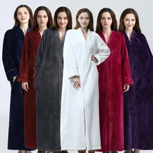 Women Warm Flannel Thermal Long Lovers Night Robes Winter Nightdress Sleepwear Female Pajamas Home Pregnancy Clothes Bathrobe